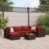 Set muebles de jardín 7 piezas y cojines ratán sintético