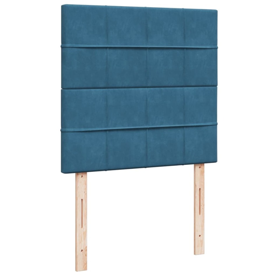 Cama box spring con colchón terciopelo azul oscuro 90x200
