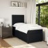 Cama box spring con colchón cuero sintético negro 90x190