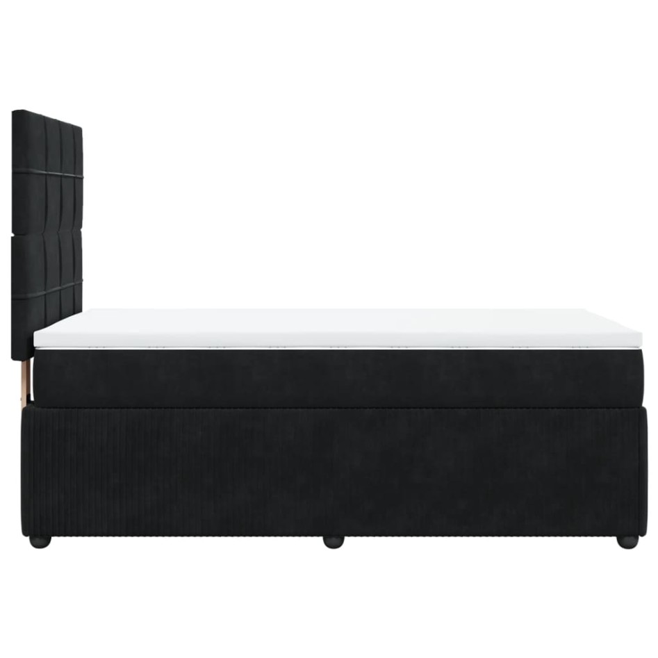 Cama box spring con colchón terciopelo negro 80x200