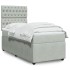 Cama box spring con colchón terciopelo gris claro 100x200