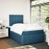 Cama box spring con colchón terciopelo azul oscuro 120x200