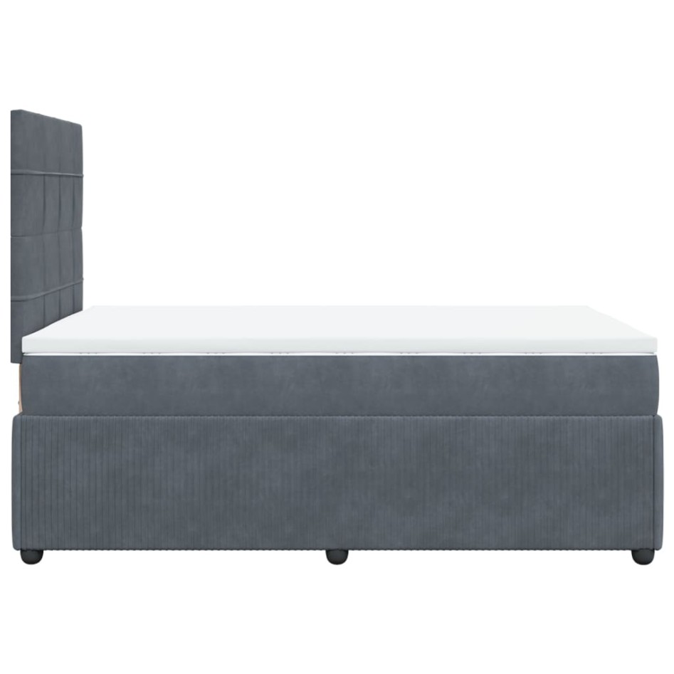 Cama box spring con colchón terciopelo gris oscuro 120x200