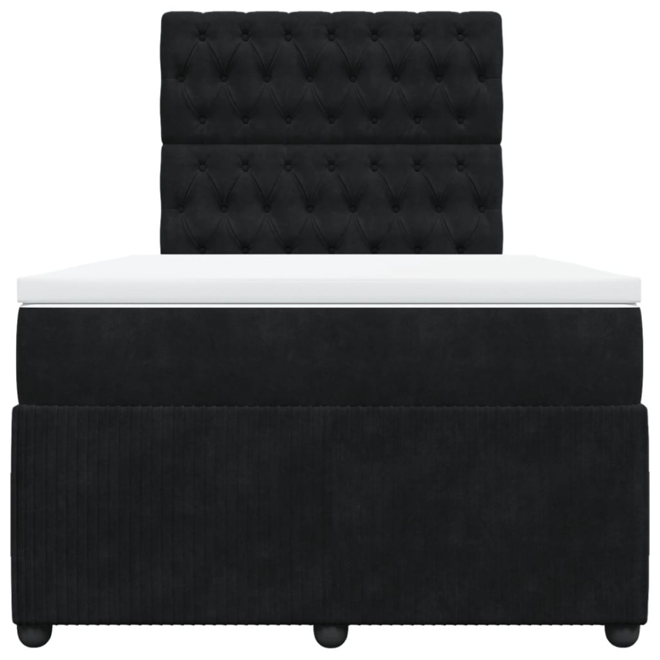 Cama box spring con colchón terciopelo negro 120x200
