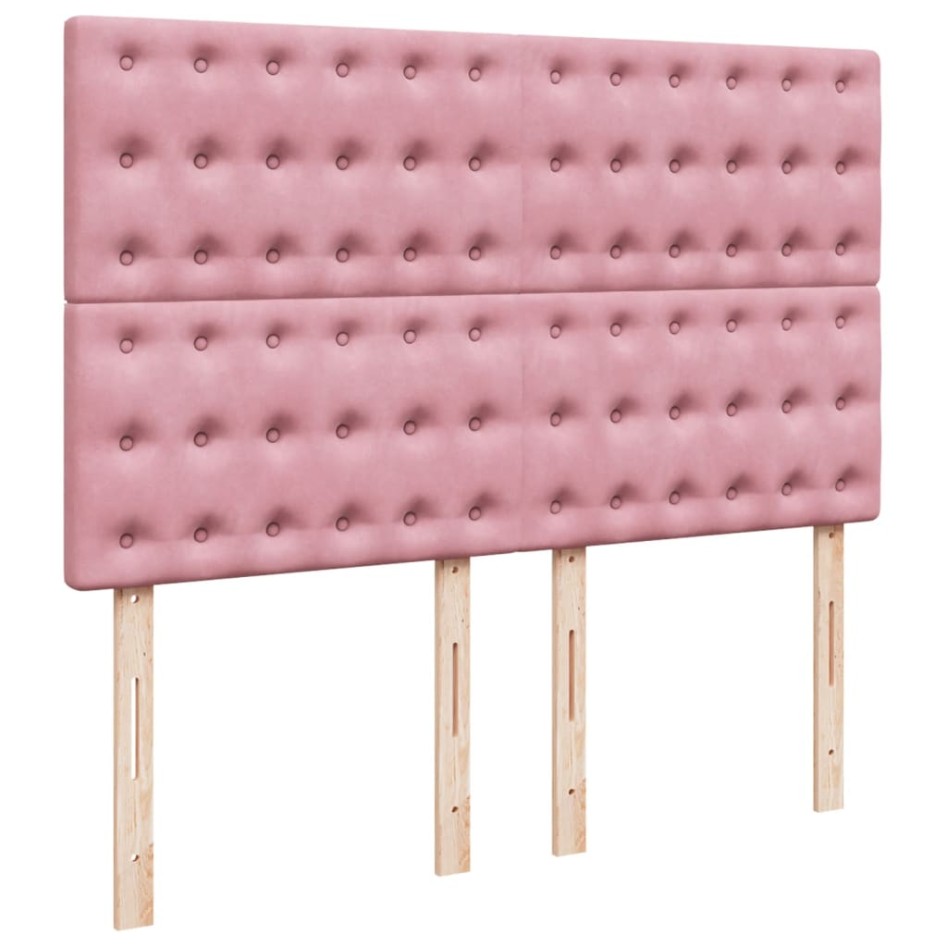 Cama box spring con colchón terciopelo rosa 140x190