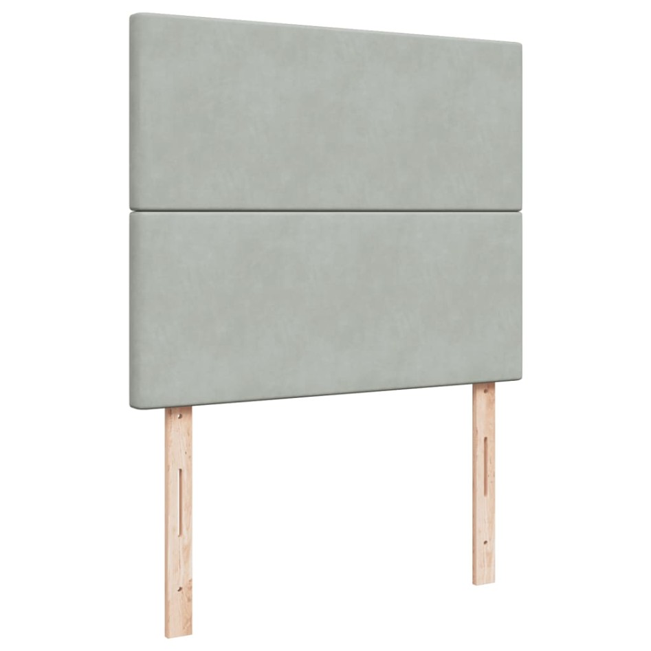 Cama box spring con colchón terciopelo gris claro 120x190