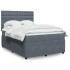 Cama box spring con colchón terciopelo gris oscuro 140x190