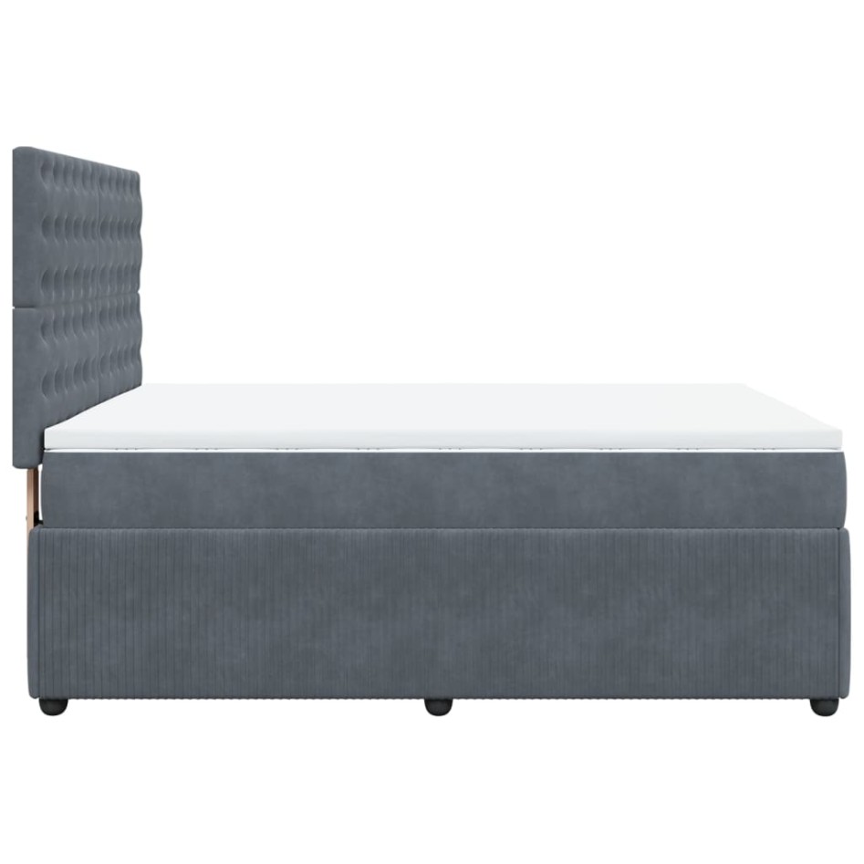 Cama box spring con colchón terciopelo gris oscuro 140x190