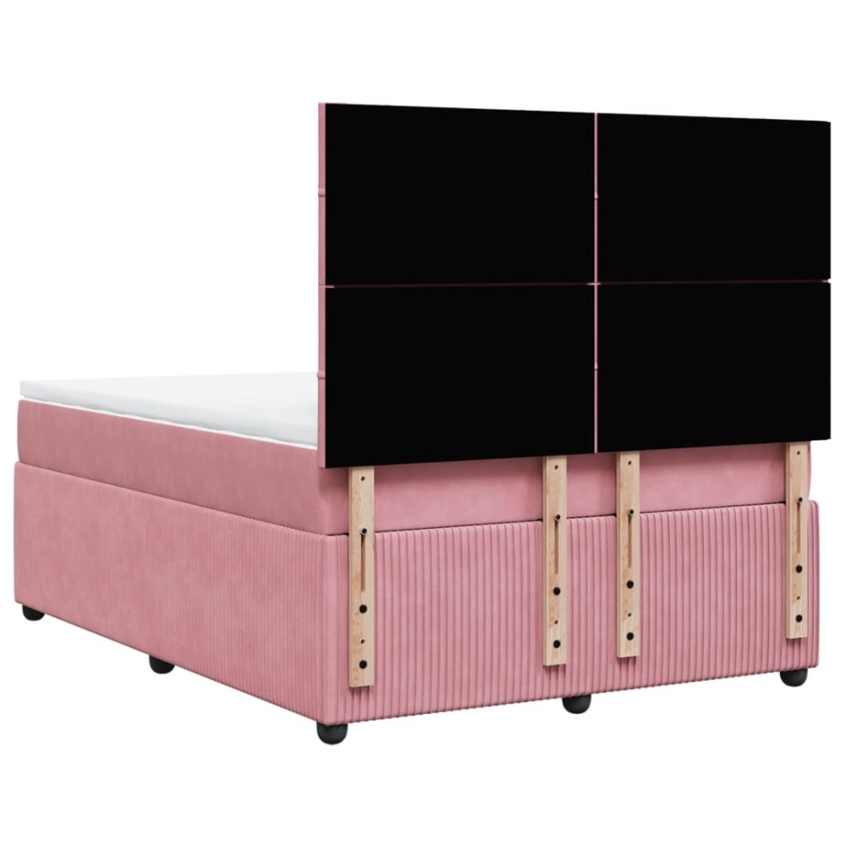 Cama box spring con colchón terciopelo rosa 140x190