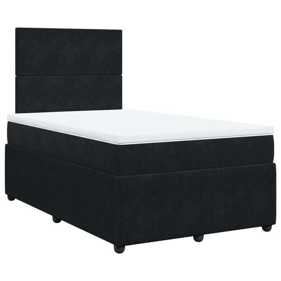 Cama box spring con colchón terciopelo negro 120x190
