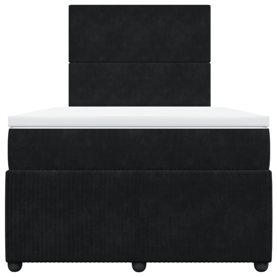 Cama box spring con colchón terciopelo negro 120x190