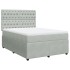 Cama box spring con colchón terciopelo gris claro 140x200