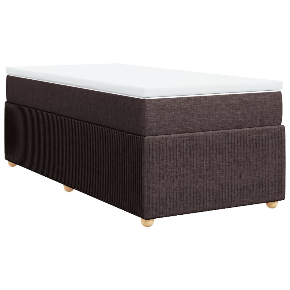 Cama box spring con colchón tela marrón oscuro 90x190