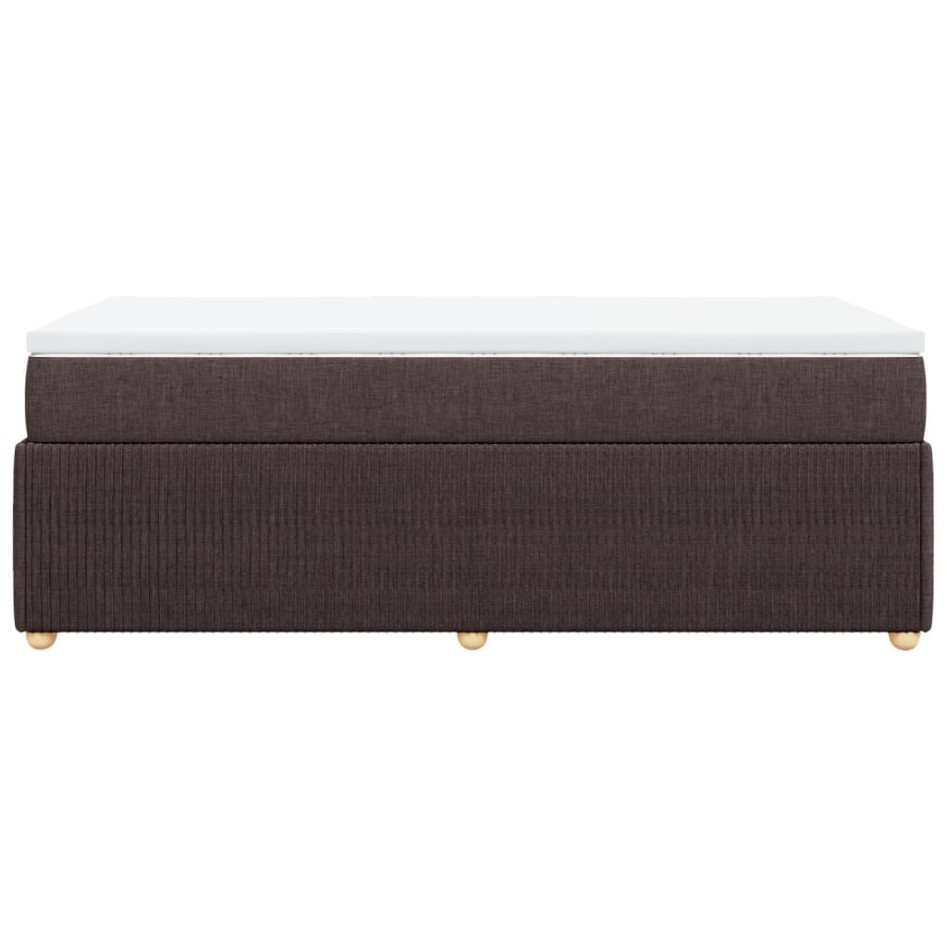 Cama box spring con colchón tela marrón oscuro 90x190