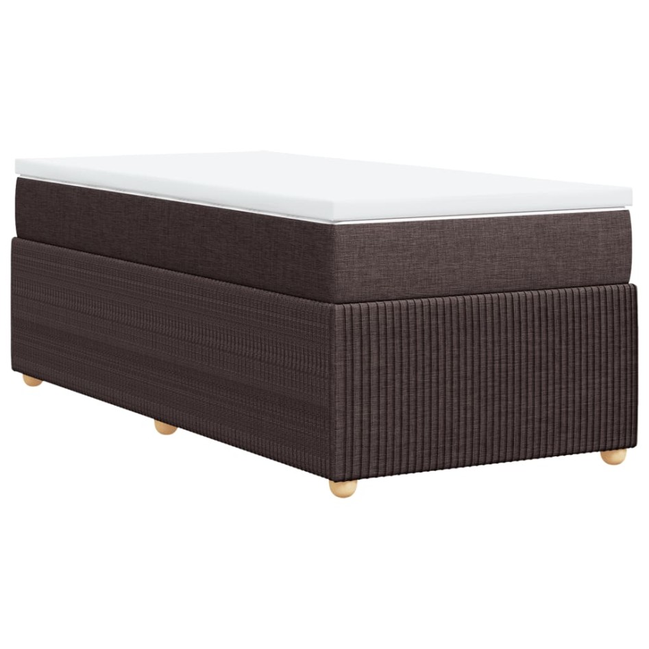 Cama box spring con colchón tela marrón oscuro 90x190