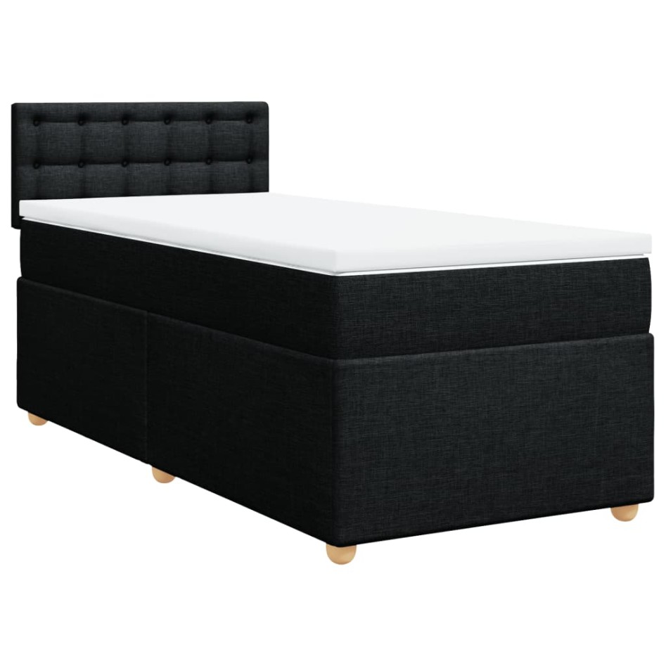 Cama box spring con colchón tela negro 100x200