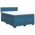 Cama box spring con colchón terciopelo azul 140x190