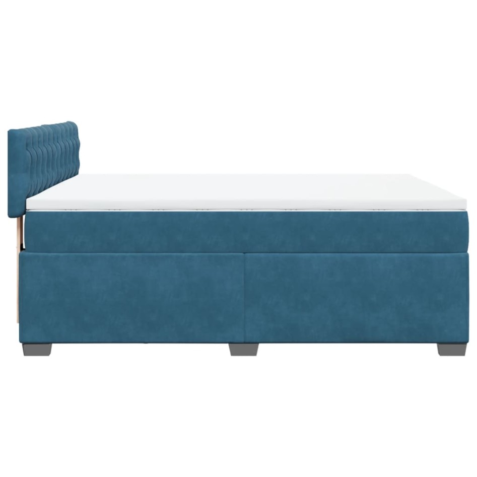Cama box spring con colchón terciopelo azul 140x190