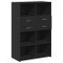 Aparador de madera de ingeniería negro 80x42,5x124