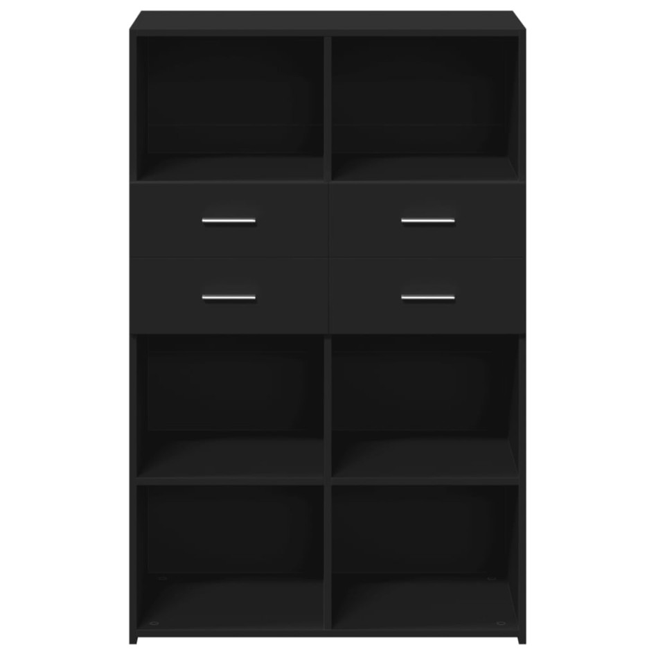 Aparador de madera de ingeniería negro 80x42,5x124