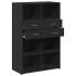 Aparador de madera de ingeniería negro 80x42,5x124
