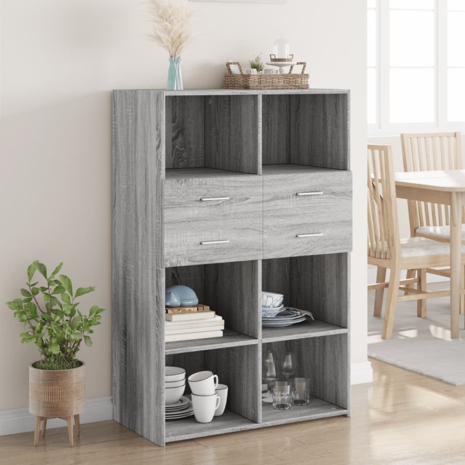 Aparador de madera de ingeniería gris Sonoma 80x42,5x124