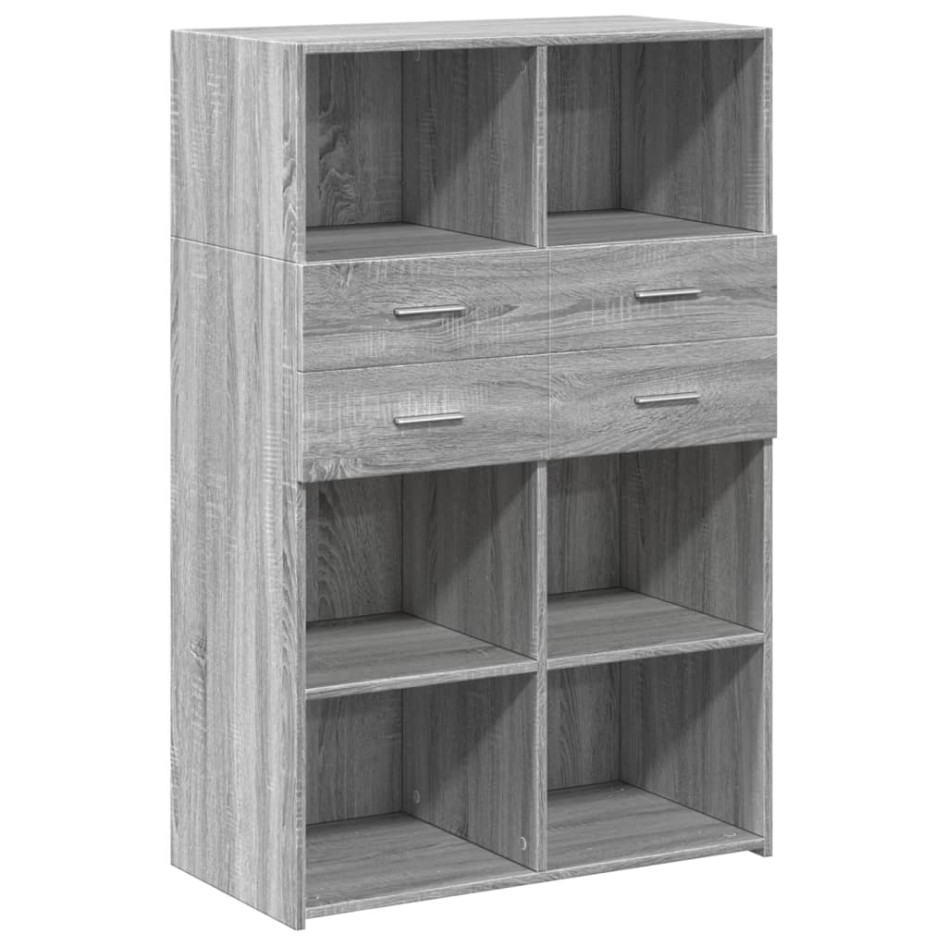 Aparador de madera de ingeniería gris Sonoma 80x42,5x124