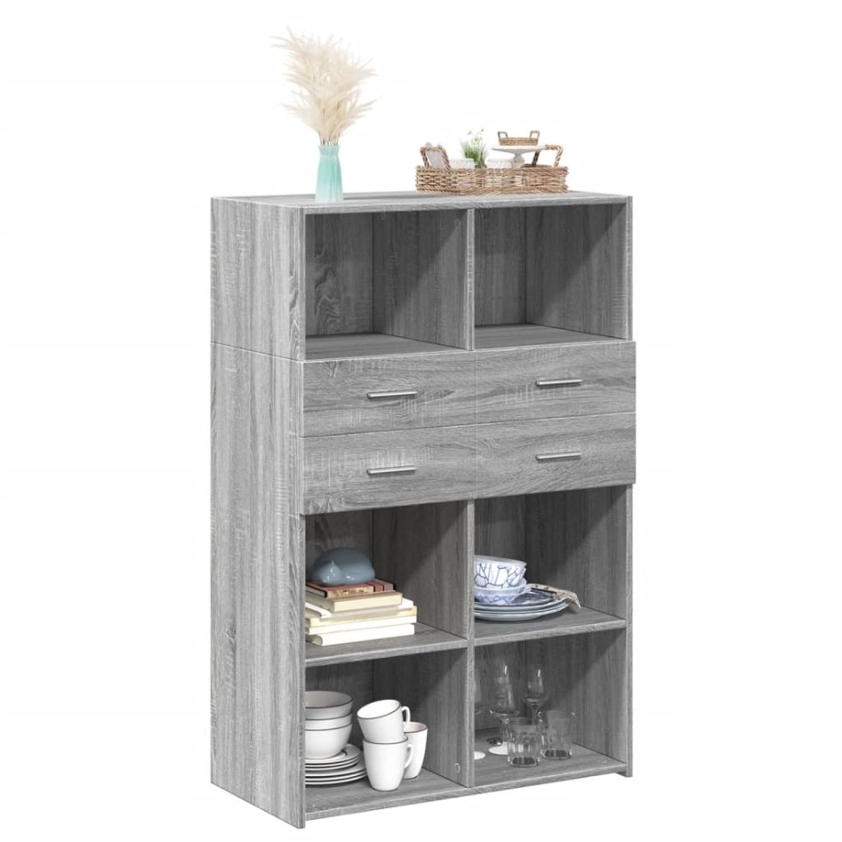 Aparador de madera de ingeniería gris Sonoma 80x42,5x124