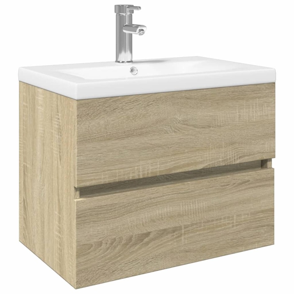 Set de mueble de baño 2 piezas cerámica y madera de