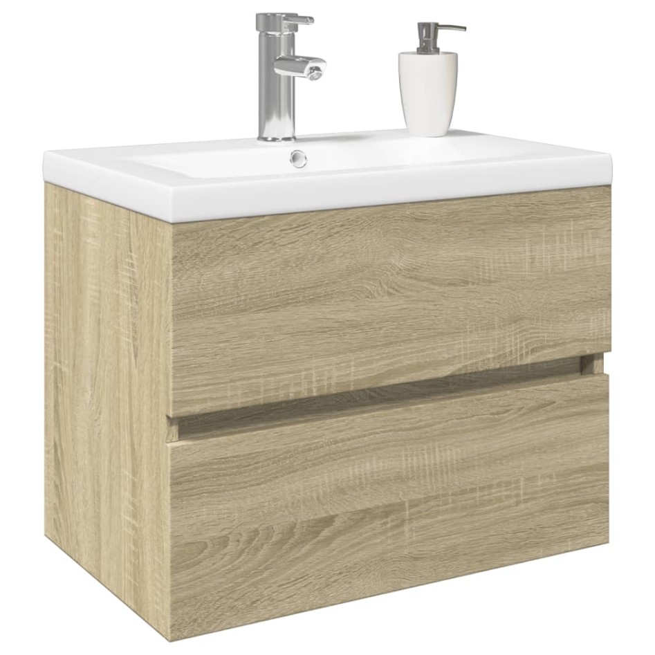 Set de mueble de baño 2 piezas cerámica y madera de