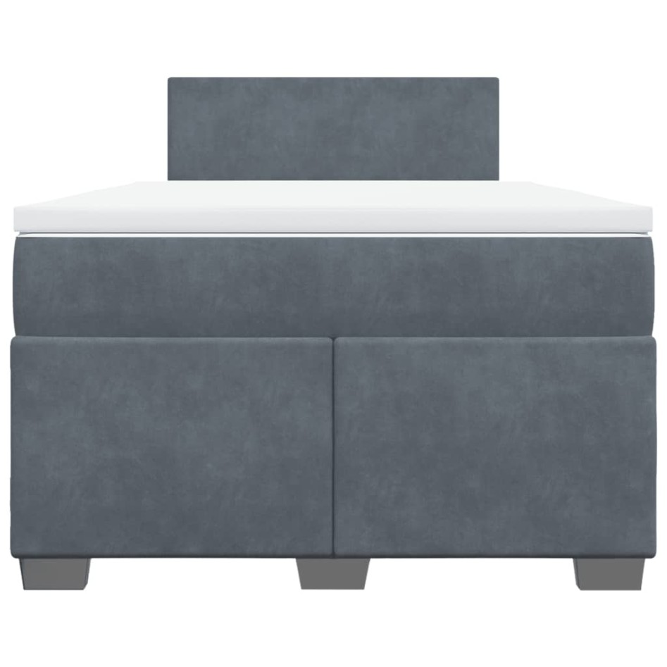 Cama box spring con colchón terciopelo gris oscuro 120x190