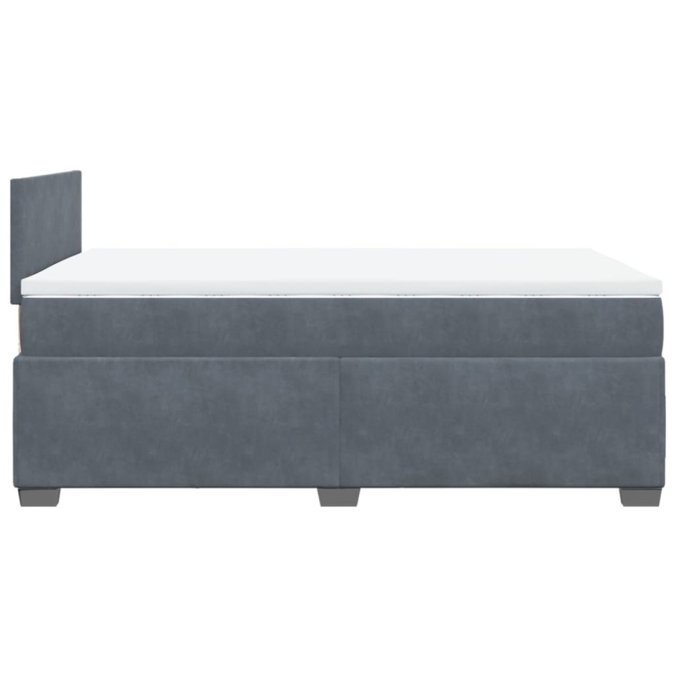 Cama box spring con colchón terciopelo gris oscuro 120x190