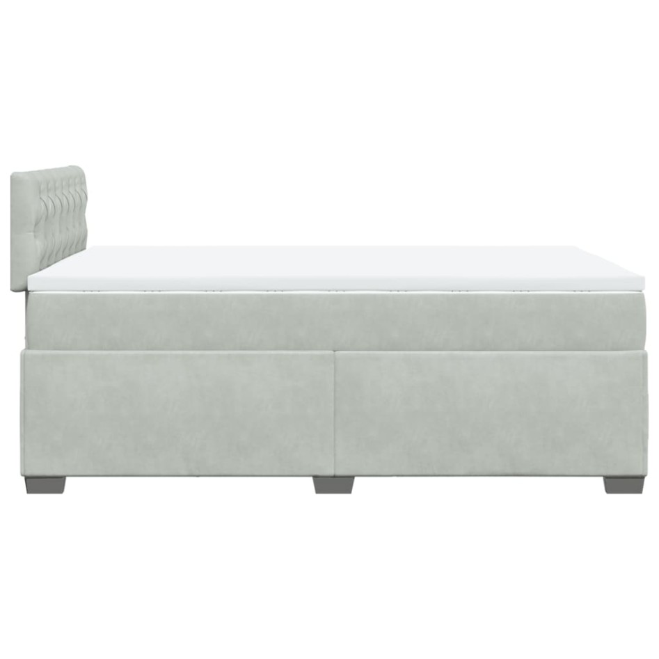Cama box spring con colchón terciopelo gris claro 120x190