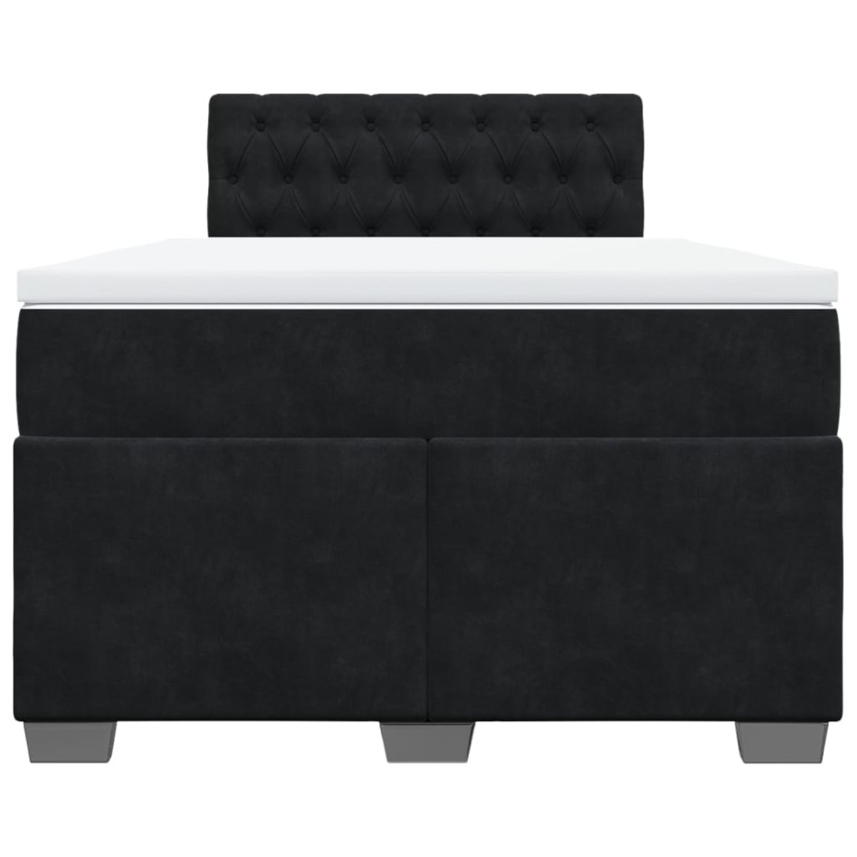 Cama box spring con colchón terciopelo negro 120x190