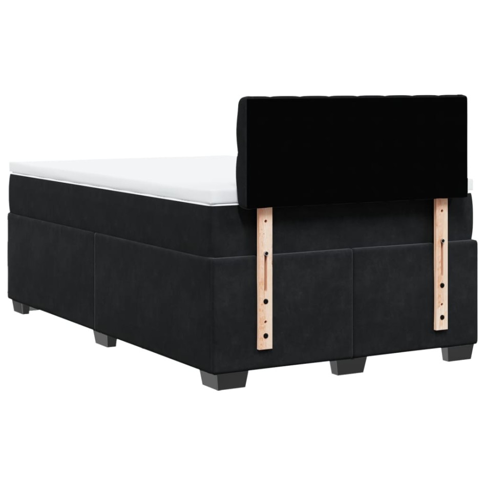 Cama box spring con colchón terciopelo negro 120x190