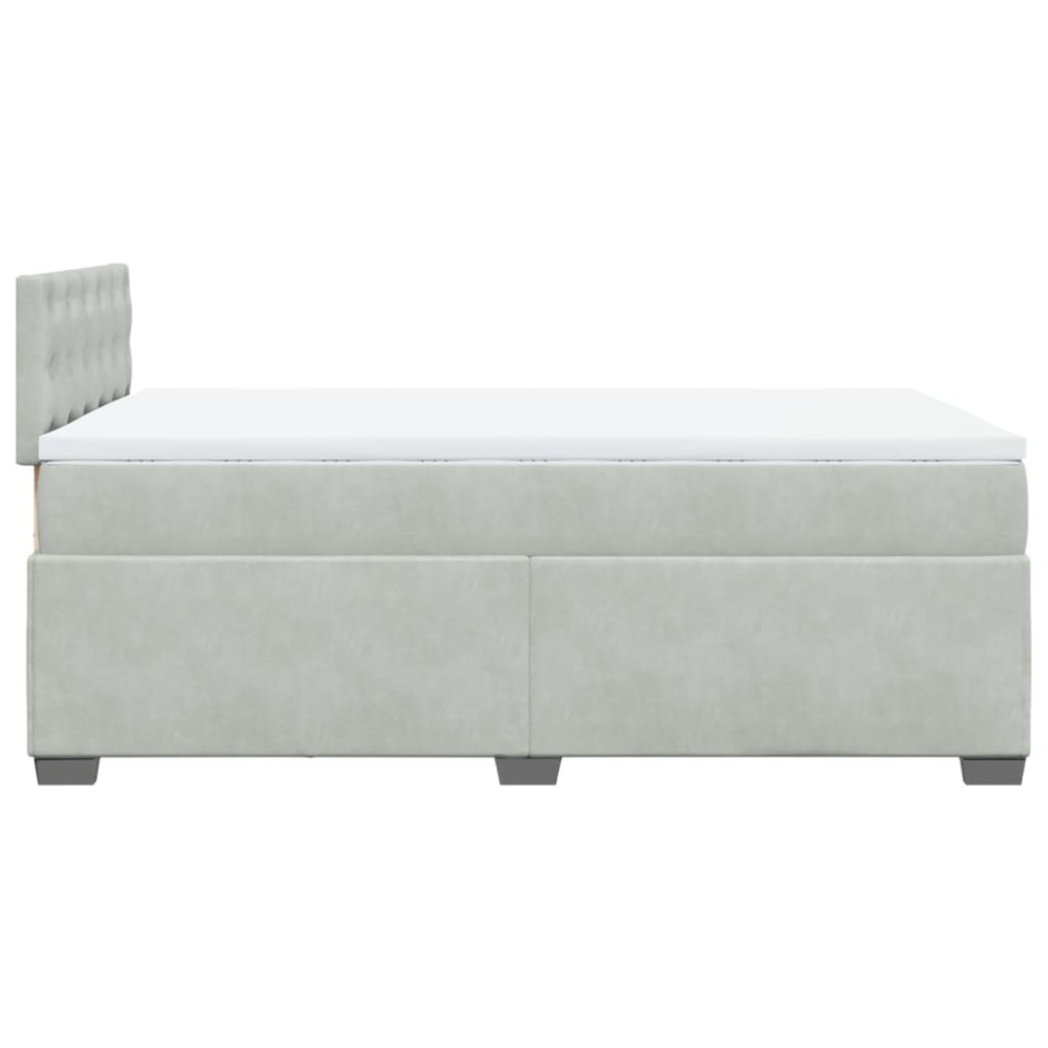 Cama box spring con colchón terciopelo gris claro 120x190