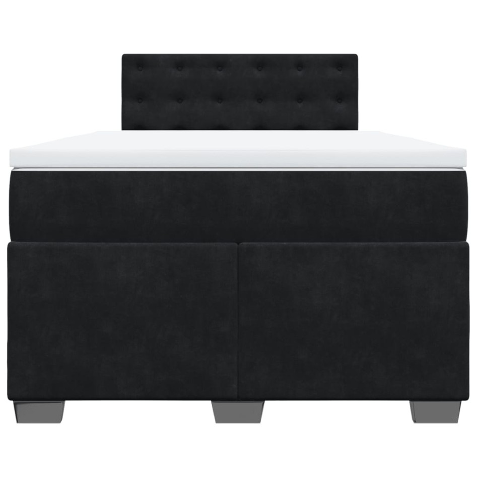 Cama box spring con colchón terciopelo negro 120x190