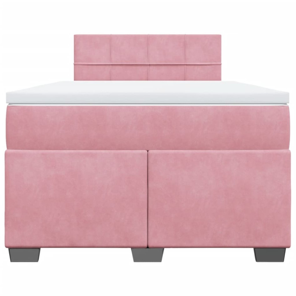 Cama box spring con colchón terciopelo rosa 120x200