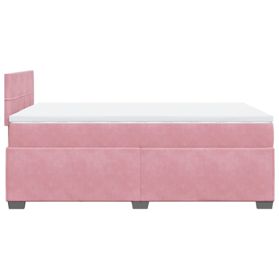 Cama box spring con colchón terciopelo rosa 120x200