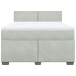 Cama box spring con colchón terciopelo gris claro 140x190