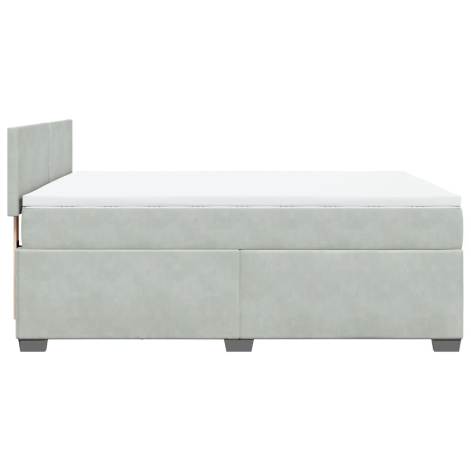 Cama box spring con colchón terciopelo gris claro 140x190