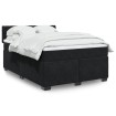 Cama box spring con colchón terciopelo negro 140x190 cm