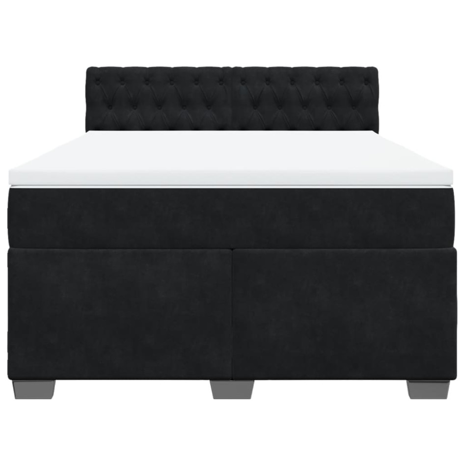 Cama box spring con colchón terciopelo negro 140x190