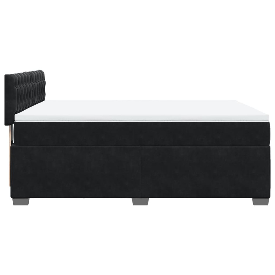 Cama box spring con colchón terciopelo negro 140x190