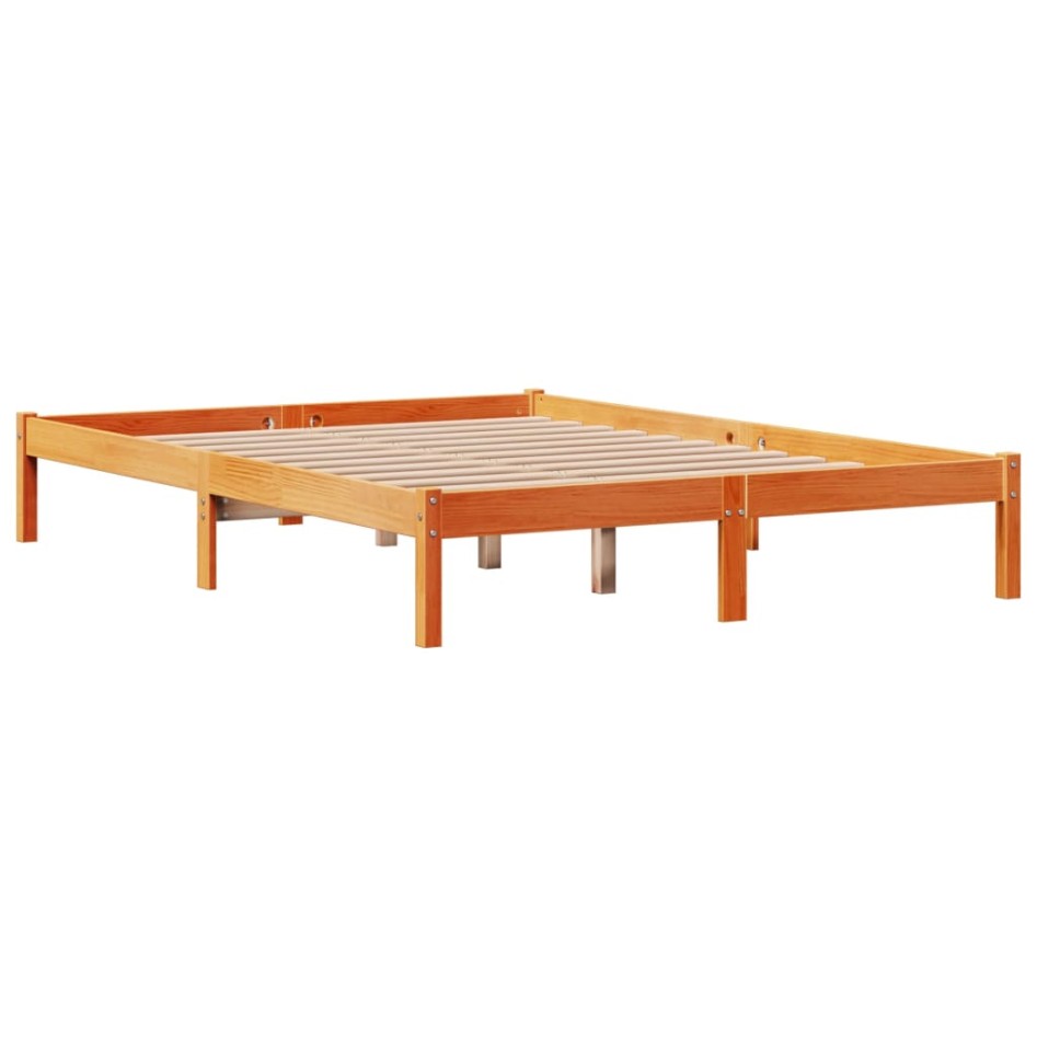Estructura cama con cabecero madera pino marrón cera 120x190