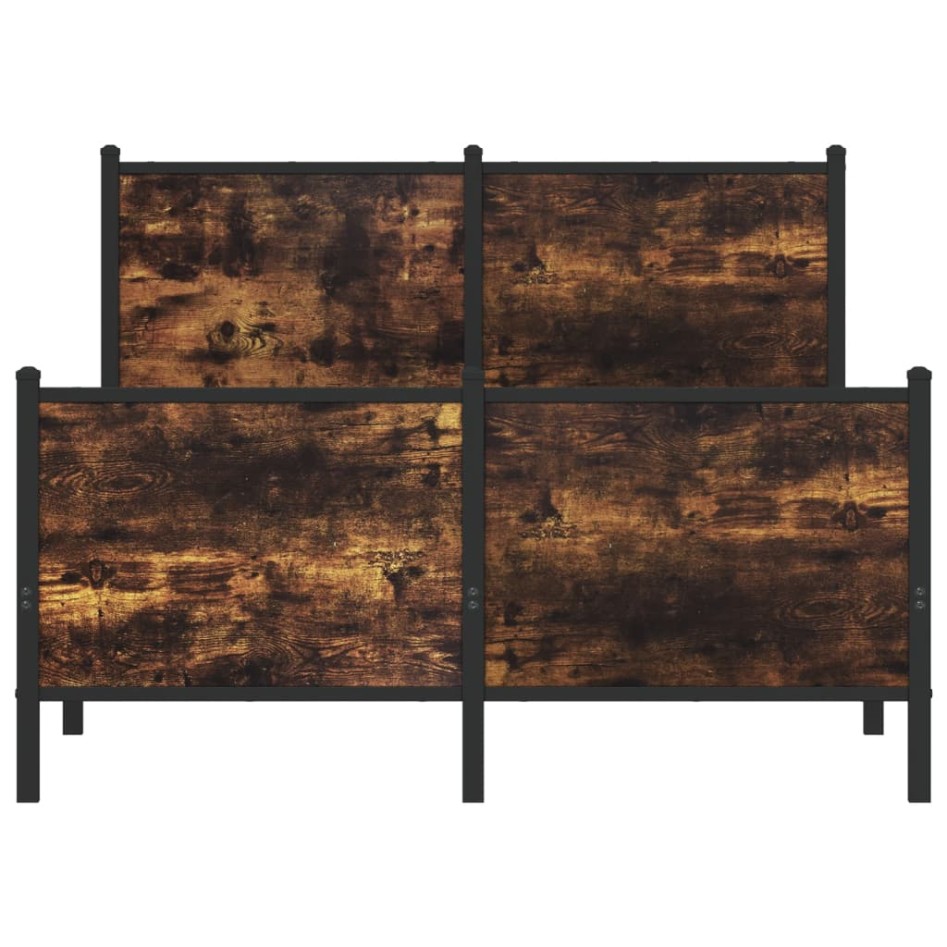 Estructura de cama sin colchón metal roble ahumado 120x200