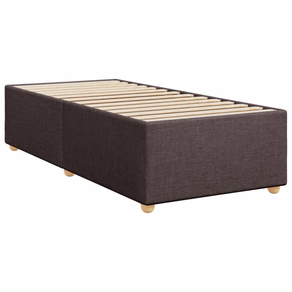 Cama box spring con colchón tela marrón oscuro 100x200