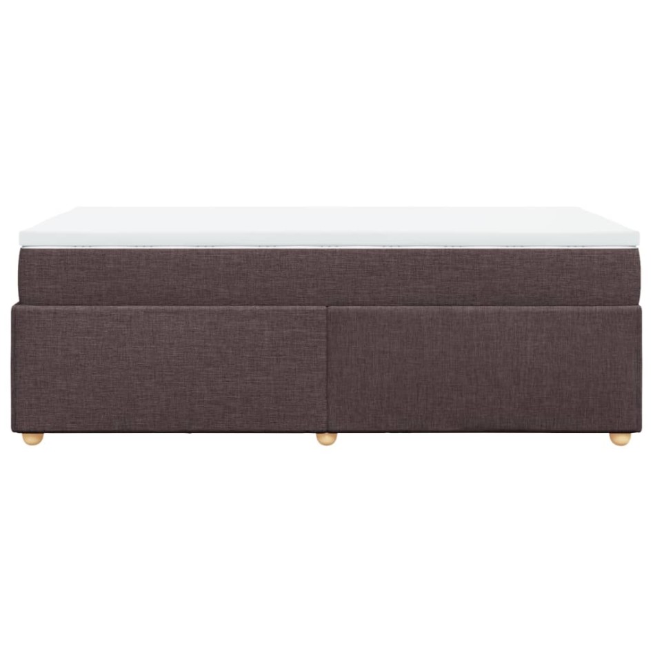 Cama box spring con colchón tela marrón oscuro 100x200