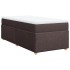 Cama box spring con colchón tela marrón oscuro 100x200