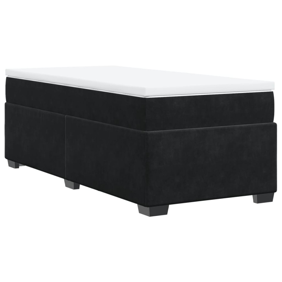 Cama box spring con colchón terciopelo negro 100x200